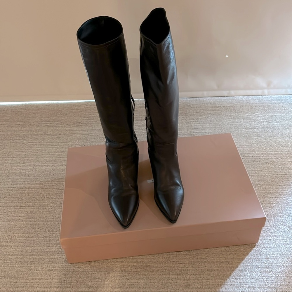Miu miu brown leather boots - Picture 1 of 8